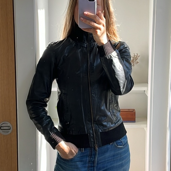 M0851 leather jacket, bomber style, size 4 - Picture 12 of 13